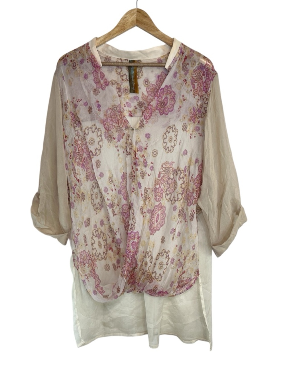Aratta Silent Journey Fairy Lagenlook Artisan Lightweight Boho Indie Top Sz L